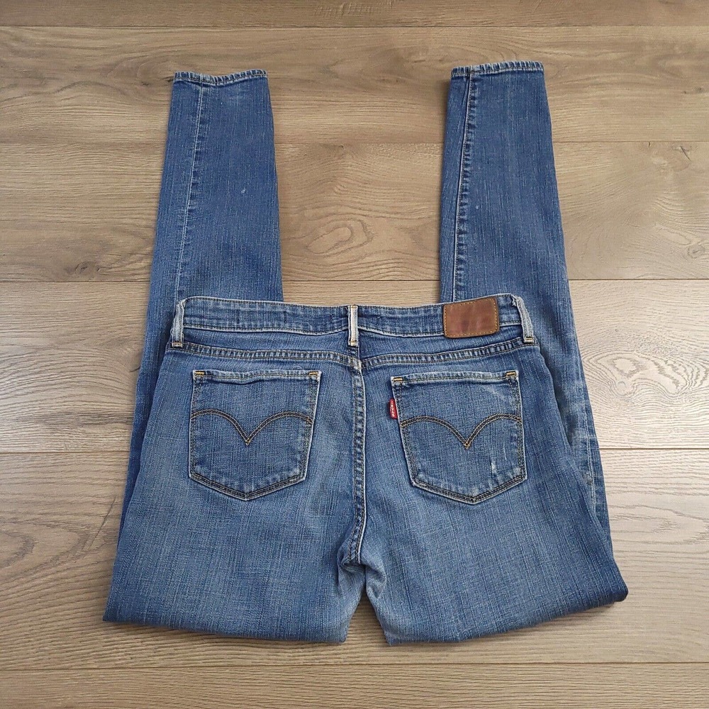 Levis 711 Jeans Womens 27 Blue Skinny Normcore Preppy Distressed Classiccore Mom